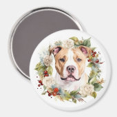 American Staffordshire Christmas Wreath Festive Magnet (Vorderseite/Rückseite)