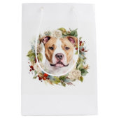 American Staffordshire Christmas Wreath Festive Mittlere Geschenktüte (Vorderseite)