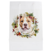 American Staffordshire Christmas Wreath Festive Mittlere Geschenktüte (Rückseite)