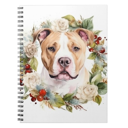 American Staffordshire Christmas Wreath Festive Notizblock (Vorderseite)