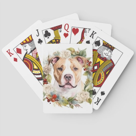 American Staffordshire Christmas Wreath Festive Spielkarten (Rückseite)
