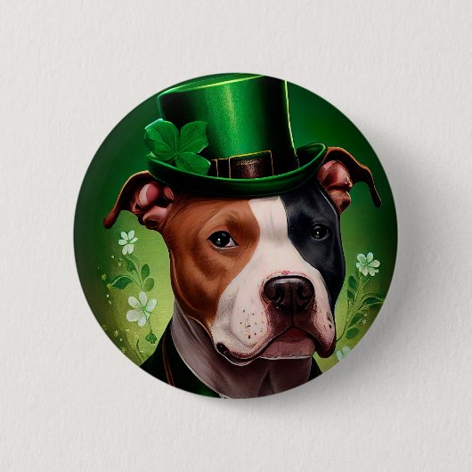 American Staffordshire dog am St. Patrick's Day Button (Vorderseite)