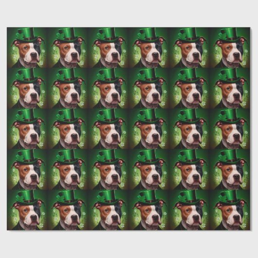 American Staffordshire dog am St. Patrick's Day Geschenkpapier (Flach)
