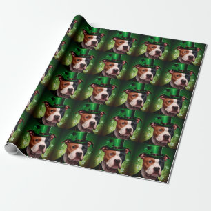 American Staffordshire dog am St. Patrick's Day Geschenkpapier