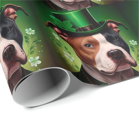 American Staffordshire dog am St. Patrick's Day Geschenkpapier (Rolleneckpunkt)