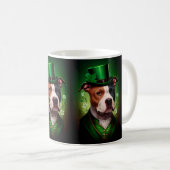 American Staffordshire dog am St. Patrick's Day Kaffeetasse (VorderseiteRechts)