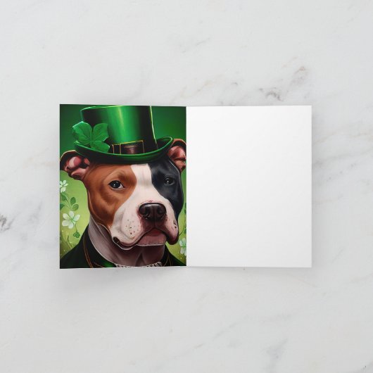 American Staffordshire dog am St. Patrick's Day Karte (Innenseite)