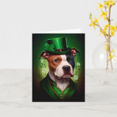 American Staffordshire dog am St. Patrick's Day Karte (Gelbe Blume)