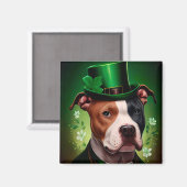 American Staffordshire dog am St. Patrick's Day Magnet (Vorderseite/Rückseite)