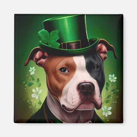 American Staffordshire dog am St. Patrick's Day Magnet (Vorne)