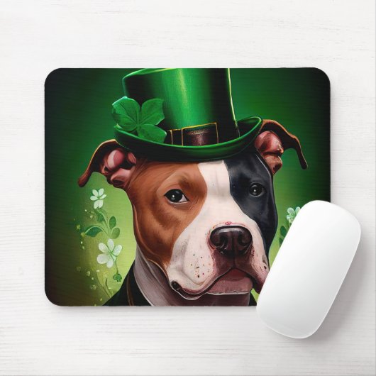 American Staffordshire dog am St. Patrick's Day Mousepad (Mit Mouse)