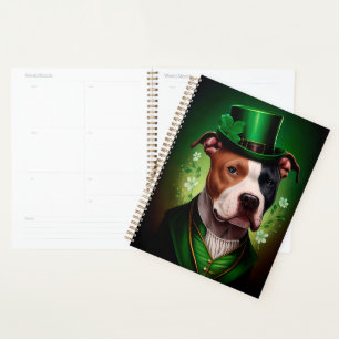 American Staffordshire dog am St. Patrick's Day Planer