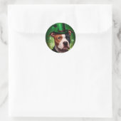 American Staffordshire dog am St. Patrick's Day Runder Aufkleber (Tasche)