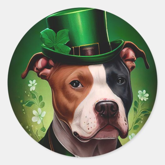 American Staffordshire dog am St. Patrick's Day Runder Aufkleber (Vorderseite)