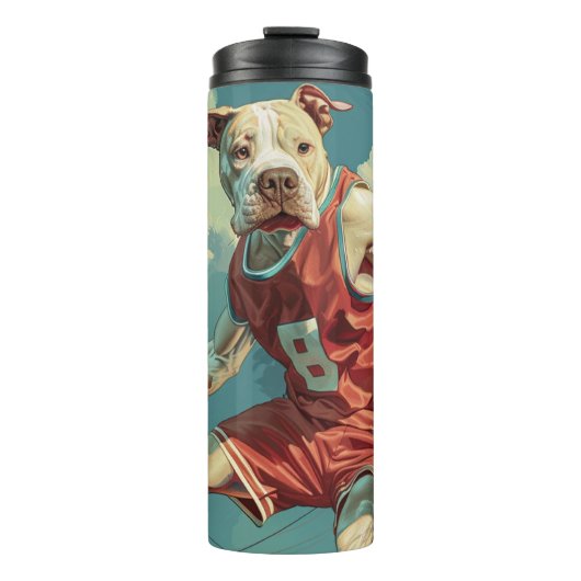 American Staffordshire Dog Basketball Thermosbecher (Vorderseite)