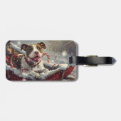 American Staffordshire Dog Christmas Festive Gepäckanhänger (Rückseite horizontal)