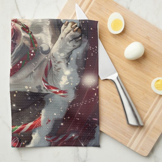 American Staffordshire Dog Christmas Festive Geschirrtuch (Viertel Falte)