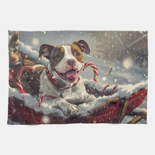 American Staffordshire Dog Christmas Festive Geschirrtuch (Horizontal)