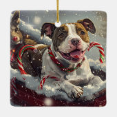 American Staffordshire Dog Christmas Festive Keramikornament (Rückseite)