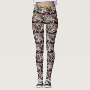 American Staffordshire Dog Christmas Festive Leggings