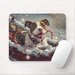 American Staffordshire Dog Christmas Festive Mousepad