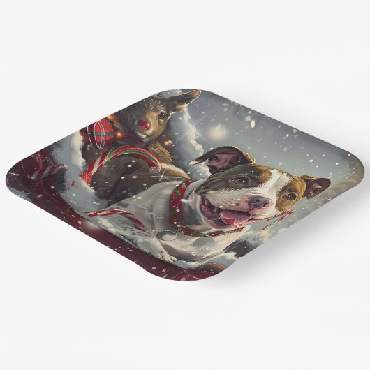 American Staffordshire Dog Christmas Festive Pappteller (Gewinkelt)