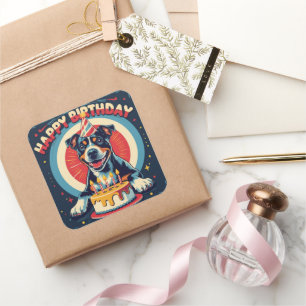 American Staffordshire Dog Colorful Quadratischer Aufkleber