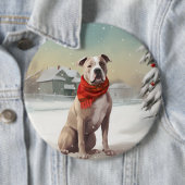 American Staffordshire Dog in Snow Christmas Button (Beispiel)