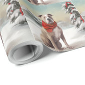 American Staffordshire Dog in Snow Christmas Geschenkpapier (Rolleneckpunkt)