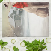 American Staffordshire Dog in Snow Christmas Geschirrtuch (Gefaltet)