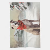 American Staffordshire Dog in Snow Christmas Geschirrtuch (Vertikal)