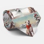 American Staffordshire Dog in Snow Christmas Krawatte (Gerollt)