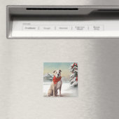 American Staffordshire Dog in Snow Christmas Magnet (In Situ (Geschirrspüler))