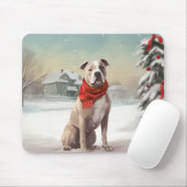 American Staffordshire Dog in Snow Christmas Mousepad (Mit Mouse)