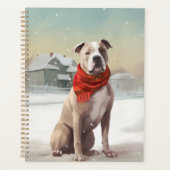 American Staffordshire Dog in Snow Christmas Planer (Vorderseite)