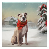 American Staffordshire Dog in Snow Christmas Poster (Vorderseite)
