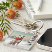 American Staffordshire Dog in Snow Christmas Schlüsselanhänger (Vorderseite rechts)