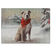 American Staffordshire Dog in Snow Christmas Schneidebrett (Vorderseite)