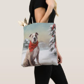 American Staffordshire Dog in Snow Christmas Tasche (Von Nahem)
