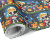 American Staffordshire Dog Pumpkin Halloween Funny Geschenkpapier (Rolleneckpunkt)