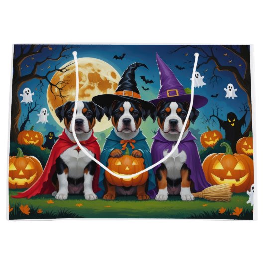 American Staffordshire Dog Pumpkin Halloween Funny Große Geschenktüte (Vorderseite)