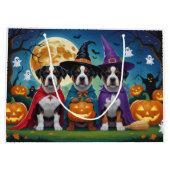 American Staffordshire Dog Pumpkin Halloween Funny Große Geschenktüte (Rückseite)