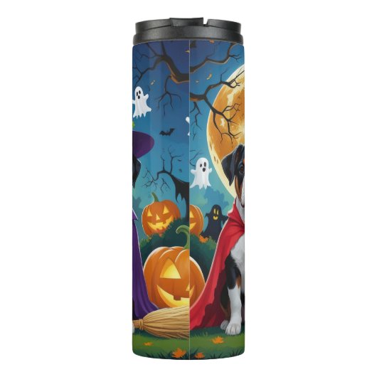 American Staffordshire Dog Pumpkin Halloween Funny Thermosbecher (Rückseite)