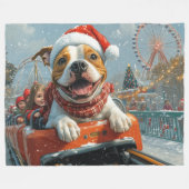 American Staffordshire Dog Weihnachten Fleecedecke (Vorderseite (Horizontal))