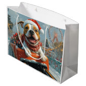 American Staffordshire Dog Weihnachten Große Geschenktüte (Rückseite Schrägansicht)