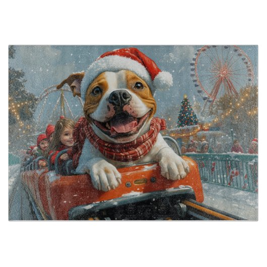 American Staffordshire Dog Weihnachten Schneidebrett (Vorderseite)