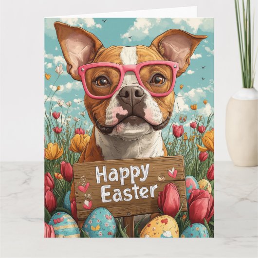 American Staffordshire Easter Eggs Karte (Vorderseite)