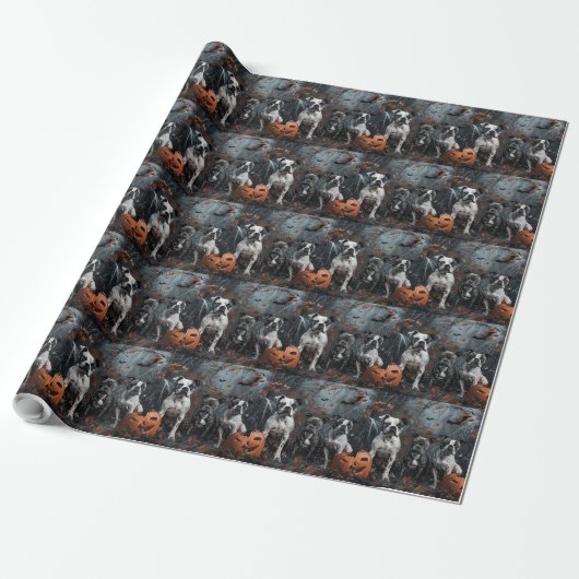 American Staffordshire Halloween Night Doggy Geschenkpapier (Ungerollt)
