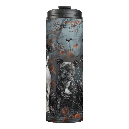 American Staffordshire Halloween Night Doggy Thermosbecher (Vorderseite)
