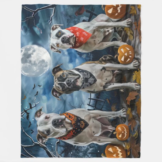 American Staffordshire Halloween Spooky Fleecedecke (Vorderseite)